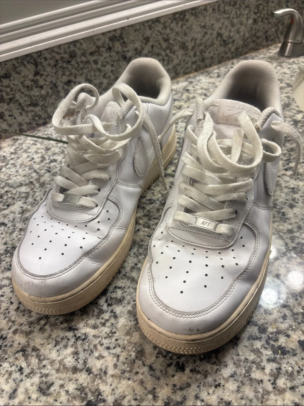 Nike Air Force 1 White Low-Top Sneakers with Cream Midsole